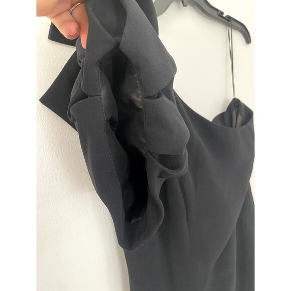La Perla One Shoulder Puff Sleeve Bow Mini Black Dress Cocktail Designer USA 10 - Picture 3 of 8